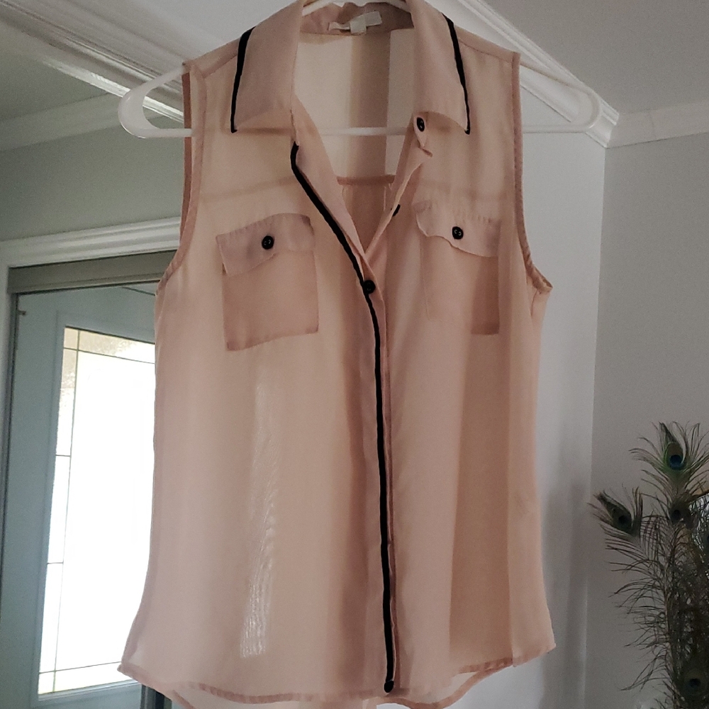 Edge Sleeveless Sheer Blouse Top S